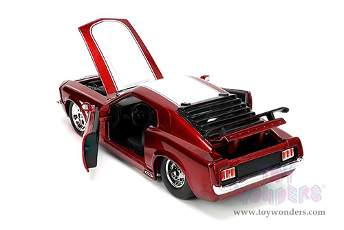 Jada Toys Bigtime Muscle - Ford Mustang Boss 429 "Super Boss" (1970, 1/24 scale diecast model car, Candy Red/White Stripes) 34118