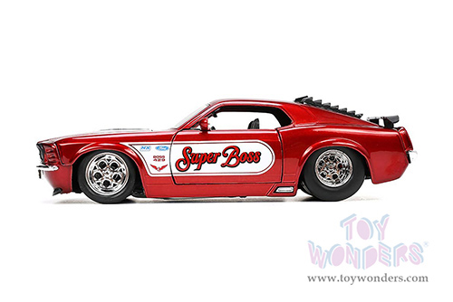 Jada Toys Bigtime Muscle - Ford Mustang Boss 429 "Super Boss" (1970, 1/24 scale diecast model car, Candy Red/White Stripes) 34118