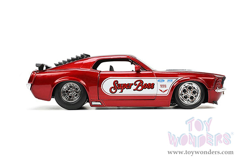 Jada Toys Bigtime Muscle - Ford Mustang Boss 429 "Super Boss" (1970, 1/24 scale diecast model car, Candy Red/White Stripes) 34118