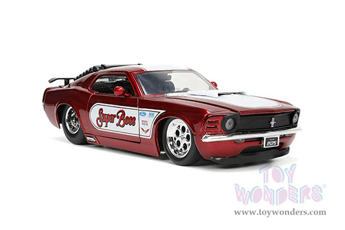 Jada Toys Bigtime Muscle - Ford Mustang Boss 429 "Super Boss" (1970, 1/24 scale diecast model car, Candy Red/White Stripes) 34118
