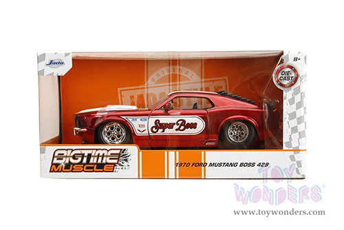 Jada Toys Bigtime Muscle - Ford Mustang Boss 429 "Super Boss" (1970, 1/24 scale diecast model car, Candy Red/White Stripes) 34118