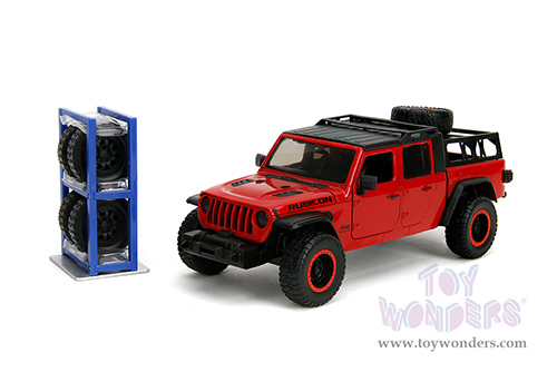 Jada Toys Just Trucks - Jeep® Gladiator Rubicon Pickup Truck with Roof Rack with Extra Wheels (2020, 1/24 scale diecast model car, Red) 34190