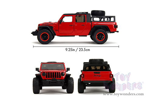 Jada Toys Just Trucks - Jeep® Gladiator Rubicon Pickup Truck with Roof Rack with Extra Wheels (2020, 1/24 scale diecast model car, Red) 34190
