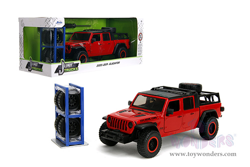 Jada Toys Just Trucks - Jeep® Gladiator Rubicon Pickup Truck with Roof Rack with Extra Wheels (2020, 1/24 scale diecast model car, Red) 34190