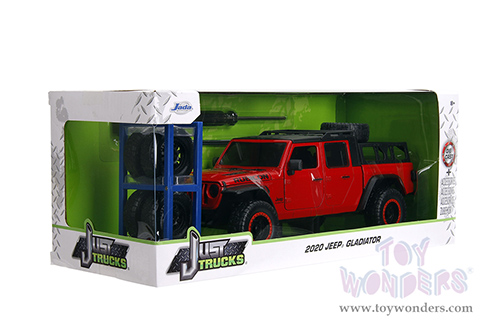 Jada Toys Just Trucks - Jeep® Gladiator Rubicon Pickup Truck with Roof Rack with Extra Wheels (2020, 1/24 scale diecast model car, Red) 34190