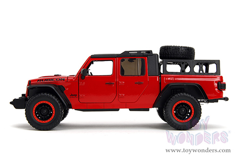 Jada Toys Just Trucks - Jeep® Gladiator Rubicon Pickup Truck with Roof Rack with Extra Wheels (2020, 1/24 scale diecast model car, Red) 34190