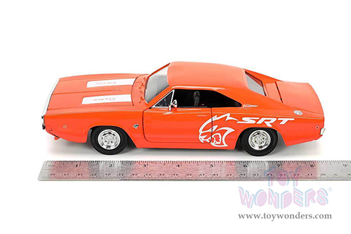 Jada Toys Bigtime Muscle - Dodge Charger R/T SRT (1968, 1/24 scale diecast model car, Orange/White stripes) 34197