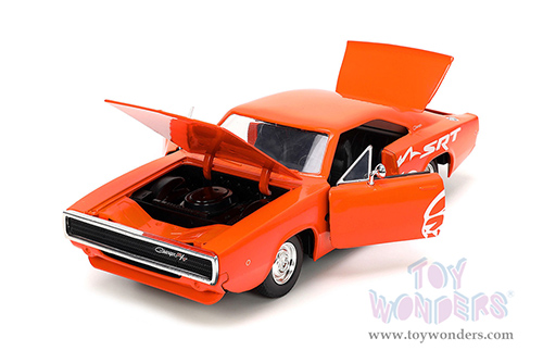 Jada Toys Bigtime Muscle - Dodge Charger R/T SRT (1968, 1/24 scale diecast model car, Orange/White stripes) 34197