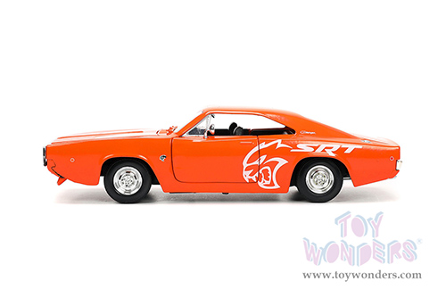 Jada Toys Bigtime Muscle - Dodge Charger R/T SRT (1968, 1/24 scale diecast model car, Orange/White stripes) 34197