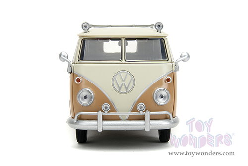 Jada Toys - Hollywood Rides | TRANSFORMERS 7 Volkswagen Bus WheelJack with Transformers Diecast Statue (1/24, diecast model car, Beige/Cream) 34264/4