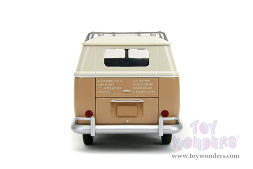 Jada Toys - Hollywood Rides | TRANSFORMERS 7 Volkswagen Bus WheelJack with Transformers Diecast Statue (1/24, diecast model car, Beige/Cream) 34264/4