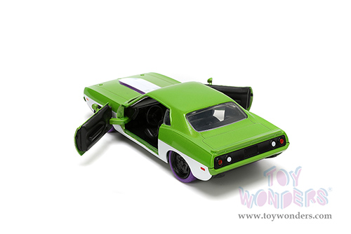 Jada Toys - Hollywood Rides | Plymouth Barracuda with She-Hulk Diecast Figure "The Savage She-Hulk" Marvel Series (1973, 1/32, diecast model car, Green/White) 34273/12