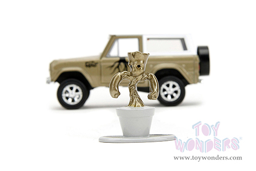 Jada Toys - Hollywood Rides | Marvel Guardians of the Galaxy Ford Bronco with Groot Diecast Figure (1973, 1/32, diecast model car, Gold/White) 34415/12