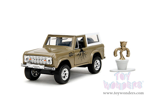 Jada Toys - Hollywood Rides | Marvel Guardians of the Galaxy Ford Bronco with Groot Diecast Figure (1973, 1/32, diecast model car, Gold/White) 34415/12