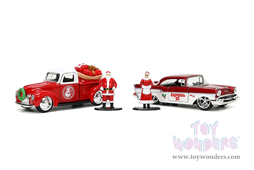 Jada Toys Holiday Rides - Mr. & Mrs. Santa Claus Twin Pack (1/32 scale diecast model car, Red) 34441