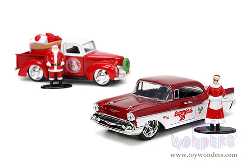 Jada Toys Holiday Rides - Mr. & Mrs. Santa Claus Twin Pack (1/32 scale diecast model car, Red) 34441