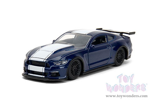 Jada Toys Fast & Furious - Ford Mustang GT F9 (2016, 1/32 scale diecast model car, Metallic Blue/W White Stripe) 34447