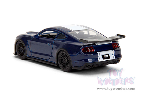 Jada Toys Fast & Furious - Ford Mustang GT F9 (2016, 1/32 scale diecast model car, Metallic Blue/W White Stripe) 34447