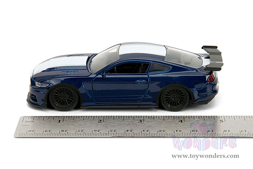Jada Toys Fast & Furious - Ford Mustang GT F9 (2016, 1/32 scale diecast model car, Metallic Blue/W White Stripe) 34447