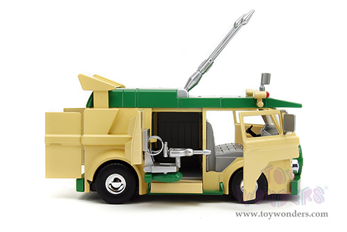 Jada Toys - Hollywood Rides | Party Wagon with Donatello Diecast Figure "Teenage Mutant Ninja Turtles" (1/24, diecast model car, Green/Beige) 34529