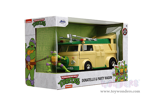 Jada Toys - Hollywood Rides | Party Wagon with Donatello Diecast Figure "Teenage Mutant Ninja Turtles" (1/24, diecast model car, Green/Beige) 34529