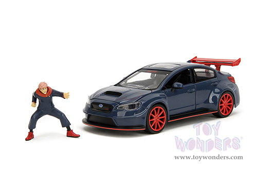 Jada Toys - Hollywood Rides | Subaru WRX STI Widebody with Yuji Itadori Diecast Figure "Jujutsu Kaisen" (2016, 1/24, diecast model car, Dark Blue) 34714