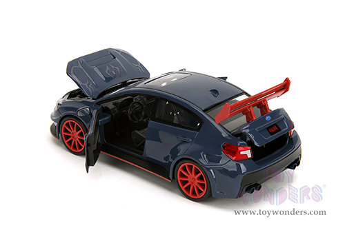 Jada Toys - Hollywood Rides | Subaru WRX STI Widebody with Yuji Itadori Diecast Figure "Jujutsu Kaisen" (2016, 1/24, diecast model car, Dark Blue) 34714