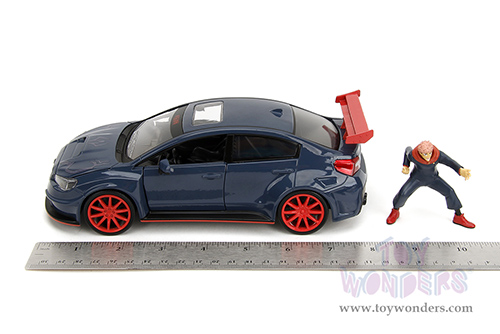 Jada Toys - Hollywood Rides | Subaru WRX STI Widebody with Yuji Itadori Diecast Figure "Jujutsu Kaisen" (2016, 1/24, diecast model car, Dark Blue) 34714