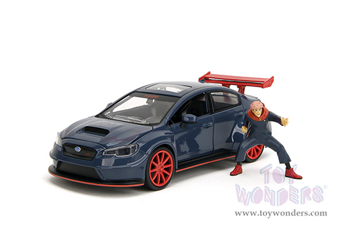 Jada Toys - Hollywood Rides | Subaru WRX STI Widebody with Yuji Itadori Diecast Figure "Jujutsu Kaisen" (2016, 1/24, diecast model car, Dark Blue) 34714
