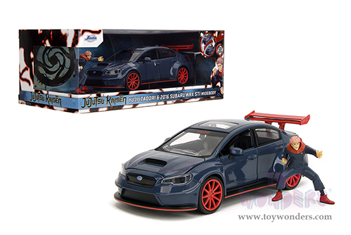 Jada Toys - Hollywood Rides | Subaru WRX STI Widebody with Yuji Itadori Diecast Figure "Jujutsu Kaisen" (2016, 1/24, diecast model car, Dark Blue) 34714
