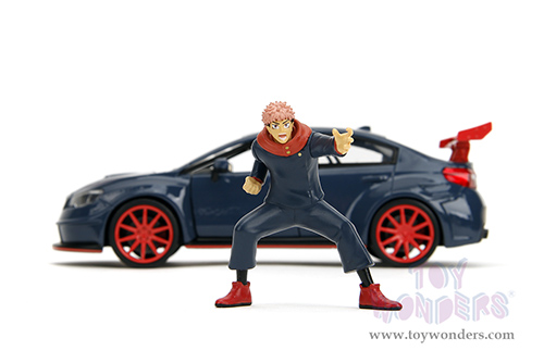 Jada Toys - Hollywood Rides | Subaru WRX STI Widebody with Yuji Itadori Diecast Figure "Jujutsu Kaisen" (2016, 1/24, diecast model car, Dark Blue) 34714