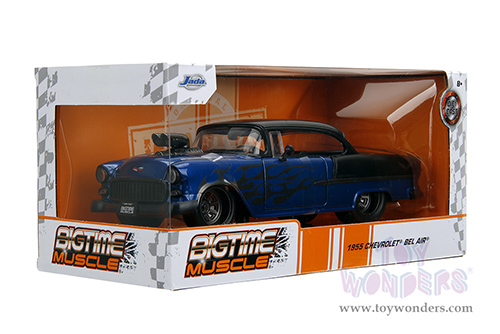 Jada Toys Bigtime Muscle - Chevrolet&reg; Bel Air&reg; Hardtop (1955, 1/24 scale diecast model car, Blue/Black) 34721