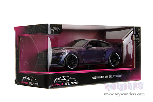 Jada Toys Pink Slips - Ford Mustang Shelby® GT500® with Display Base (2020, 1/24 scale diecast model car, Iridescent Purple-Blue) 34894