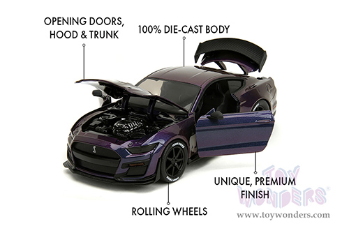 Jada Toys Pink Slips - Ford Mustang Shelby® GT500® with Display Base (2020, 1/24 scale diecast model car, Iridescent Purple-Blue) 34894