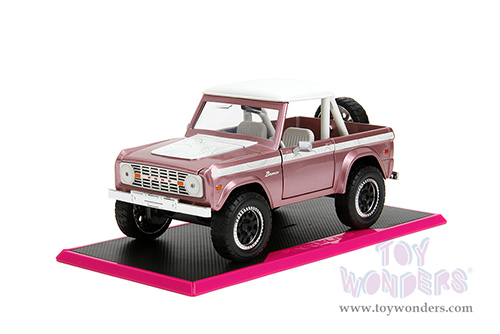 Jada Toys Pink Slips - Ford Bronco with Display Base (1973, 1/24 scale diecast model car, Pink) 34896