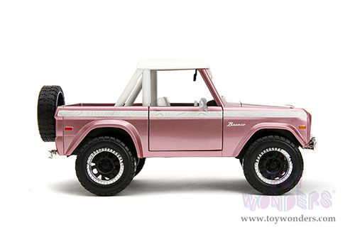 Jada Toys Pink Slips - Ford Bronco with Display Base (1973, 1/24 scale diecast model car, Pink) 34896