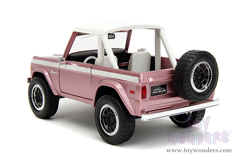 Jada Toys Pink Slips - Ford Bronco with Display Base (1973, 1/24 scale diecast model car, Pink) 34896