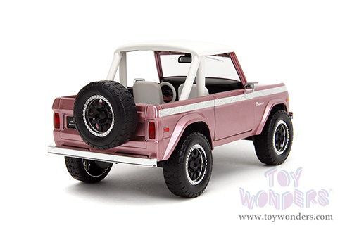 Jada Toys Pink Slips - Ford Bronco with Display Base (1973, 1/24 scale diecast model car, Pink) 34896
