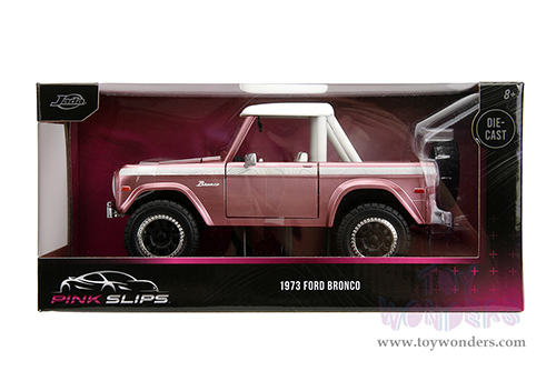Jada Toys Pink Slips - Ford Bronco with Display Base (1973, 1/24 scale diecast model car, Pink) 34896