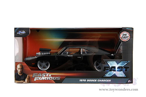 Jada Toys Fast & Furious - Dom's Dodge Charger R/T "Fast X" (1970, 1/24 scale diecast model car, Glossy Black) 34918