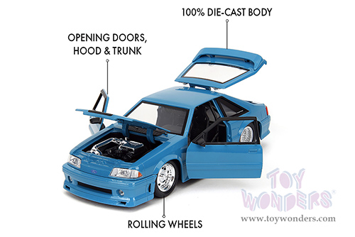 Jada Toys Fast & Furious - Jakob's Ford Mustang "Fast X" (1989, 1/24 scale diecast model car, Blue/Black hood) 34922