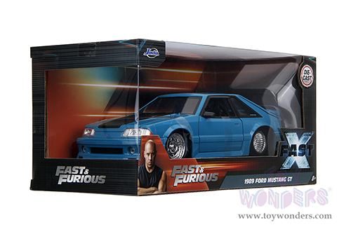 Jada Toys Fast & Furious - Jakob's Ford Mustang "Fast X" (1989, 1/24 scale diecast model car, Blue/Black hood) 34922