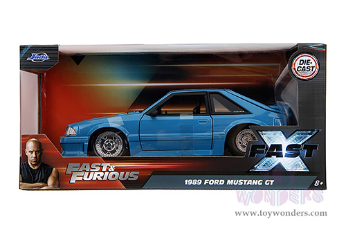 Jada Toys Fast & Furious - Jakob's Ford Mustang "Fast X" (1989, 1/24 scale diecast model car, Blue/Black hood) 34922