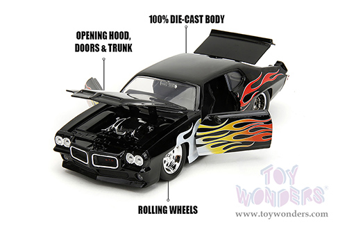 Jada Toys Bigtime Muscle - Pontiac® GTO® Judge Hardtop (1971, 1/24 scale diecast model car, Black with Flames) 35022