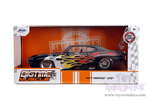 Jada Toys Bigtime Muscle - Pontiac® GTO® Judge Hardtop (1971, 1/24 scale diecast model car, Black with Flames) 35022
