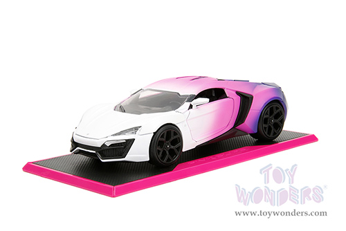 Jada Toys Pink Slips - Lycan Hypersport with Display Base (1/24 scale diecast model car, White/w Pink-Blue Gradient) 35058