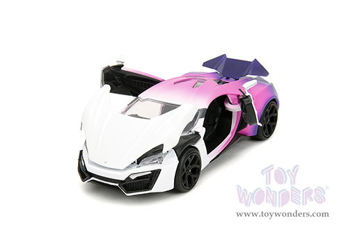Jada Toys Pink Slips - Lycan Hypersport with Display Base (1/24 scale diecast model car, White/w Pink-Blue Gradient) 35058