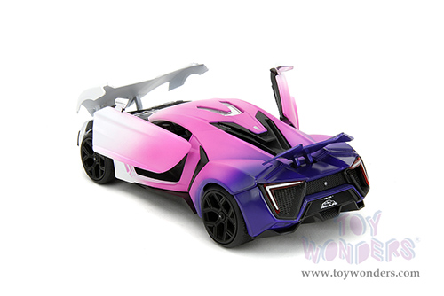 Jada Toys Pink Slips - Lycan Hypersport with Display Base (1/24 scale diecast model car, White/w Pink-Blue Gradient) 35058