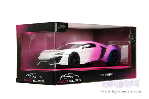 Jada Toys Pink Slips - Lycan Hypersport with Display Base (1/24 scale diecast model car, White/w Pink-Blue Gradient) 35058