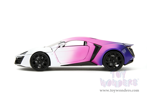 Jada Toys Pink Slips - Lycan Hypersport with Display Base (1/24 scale diecast model car, White/w Pink-Blue Gradient) 35058